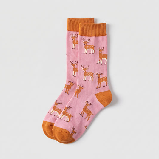 Reindeer Socks in Pink