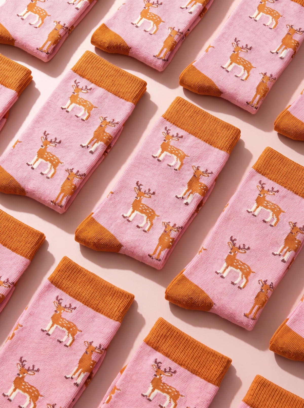 Reindeer Socks in Pink